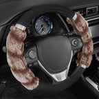 Bear Fur Steering Wheel Cover, Plush Faux Fur Fuzzy Steering Cover for Car Truck Van SUV, Standard Size Fits Wheels 14.5-15 in Diameter, Two Tone Black/Brown with Glitter
