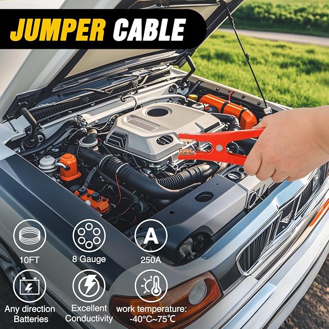 Car Emergency Kit with Jumper Cable, First Aid Kit Safety Assistance Tools for Travel Camping Outdoor Cars Truck SUV RV, Roadside Essentials with Flash Light
