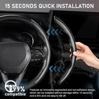Carbon Fiber Steering Wheel Cover - Anti-Slip, Steering Wheel Cover for Men/Women - Durable, Universal Car Accessory (Black)