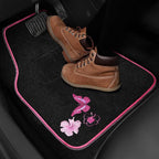 Embroidery Butterfly and Flower Car Floor Mats, Pink Car Floor Mats Universal Fit 95% Automotive,SUVS,Sedan,Vans,for Cute Women,Girly,Set of 4 (Black with Pink)