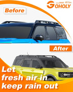 Low-Profile Window Rain Guard for Ford Bronco Sport 2021-2026 Rain Guards Side Window Visors Extra-Thick Vent Visor Window Deflectors Tape-on Vent Shades Car Accessories 4-pcs