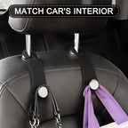 Leather Car Seat Storage Hanger, 2 Pack, Stylish Seat Organizer Hooks for Purses, Bags, Coats, Umbrellas, Black