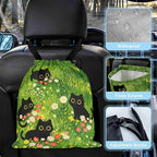 Cute Black Cat Car Trash Bag - Waterproof Car Trash Bag Hanging Leakproof Car Garbage Bag - Washable Reusable Trash Bag for Car Interior Hanging Organizer Storage Vehicle Travelling Camping