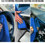 Extra Large Car Drying Towel 40"x24", 800 GSM Car Towel (Blue) | XL Professional Super Absorbent Drying Towels Car Detailing, Premium Microfiber Drying Towels for Cars, Double-Sided