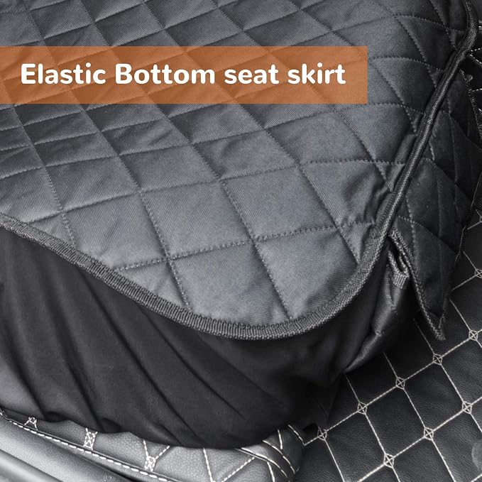 Dog Car Seat Cover for Front Seat, Waterproof Pet Car Seat Protector with Pocket & Elastic Skirt, Non-Slip Dog Bucket Seat Covers for Cars, Trucks & SUVs