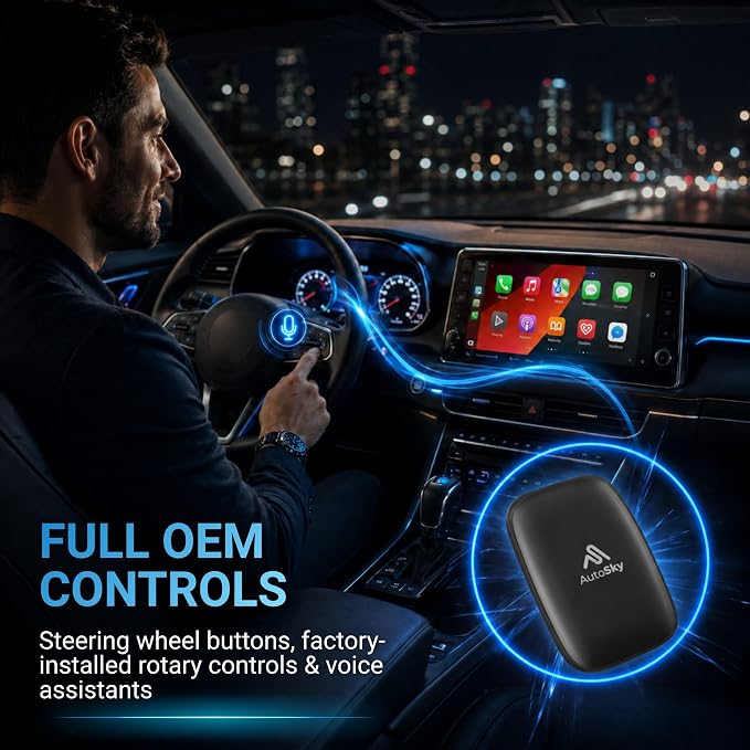 AI Box Lite Air – Wireless Adapter for Factory CarPlay – Stream Personal Media & Online Apps via Phone Hotspot – Fast Plug & Play Performance – Works with Authorized Accounts