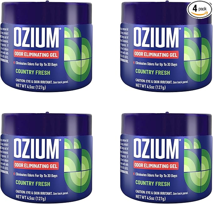 Odor Eliminating Gel - 4.5oz Air Freshener Alternative for Smoke, Pets, and Musty Odors - Long Lasting Odor Remover for Cars, Homes, Closets and Small Spaces - Country Fresh, 4 pack