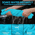 4 Pack Twisted Loop Car Drying Towel, Microfiber Towels for Cars 24"x36", Reusable Shammy Quick Dry Cloth for Auto, Boat, Kitchen, Windows & Bathroom（Blue）