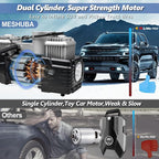 Dual Cylinder Tire Inflator Air Compressor, 150 PSI 12V DC Portable Air Pump with Digital Display, LED Flashlight, Auto Shut-Off, Heavy Duty for Truck, SUV, Car, RV (SILIVER)