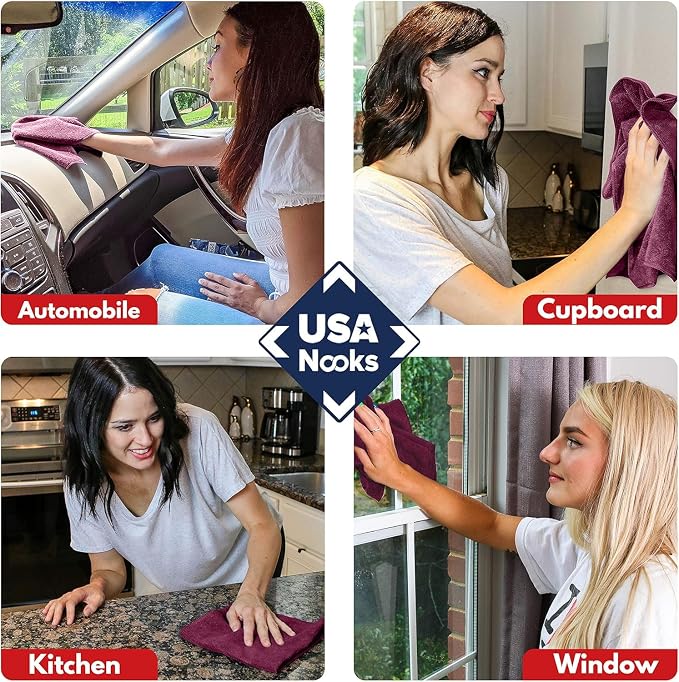 Premium 300GSM Microfiber Cleaning Cloth - 12.5"x12.5" High Performance - 1200 Washes, Ultra Absorbent Microfiber Towels for Cars Undercarriage, Rims & Engine Bay Cleaning - Microfiber Cloth
