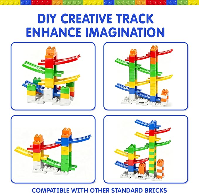 DIY Building Blocks Car Ramp Race Track Toy for Kids, STEM Gift | Creative Blocks, Many Models, Open-Ended Car Ramp Toy for Toddlers to Build, Rebuild & Race
