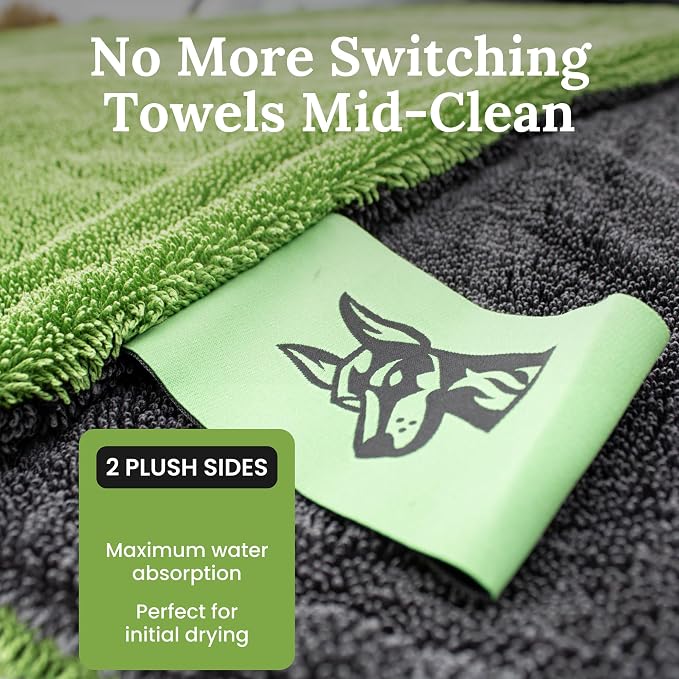 XL Car Drying Towel for Trucks – 1200 GSM Twisted Loop Microfiber, 24" x 45" Edgeless, Scratch-Free