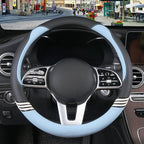 Cute Steering Wheel Cover for Women Men Leather Universal 15 inch,Black and Blue
