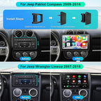 8 Core Car Radio Stereo Upgrade Android for Jeep Wrangler JK 2007-2018 with Wireless CarPlay/Android Auto, 10.2 '' Touchscreen Head Unit GPS WiFi AM/FM SWC