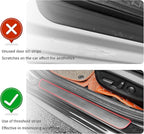 4PCS Car Door Sill Protector,Anti-Scratch & Waterproof Car Door Sills Scratch Protection,Universal Car Exterior Accessories Automotive Door Entry Guard for Car,Truck,SUV (Black Red, Width 1.57")