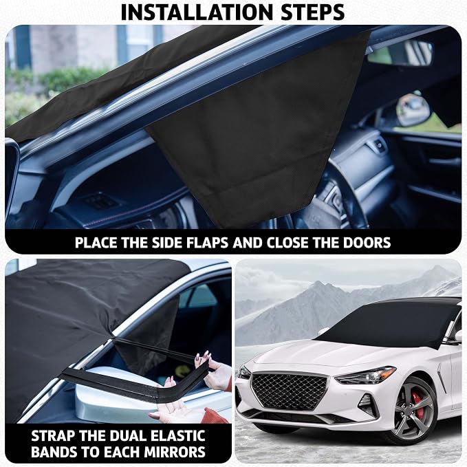 Truck Windshield Cover for Ice and Snow | SUV Snow Cover - Frost Cover Gives Protection from Snow and Ice | Car Cover for Snow | Winter Car Accessories | X-Large 72" x 43"