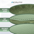 Steering Wheel Cover, Green Patterned Leather Patchwork Design, Universal Fit 14.5"–15.5", Anti-Slip, Odor-Free, Soft PU Grain Leather, Durable Grip Car Accessory for Girls & Women