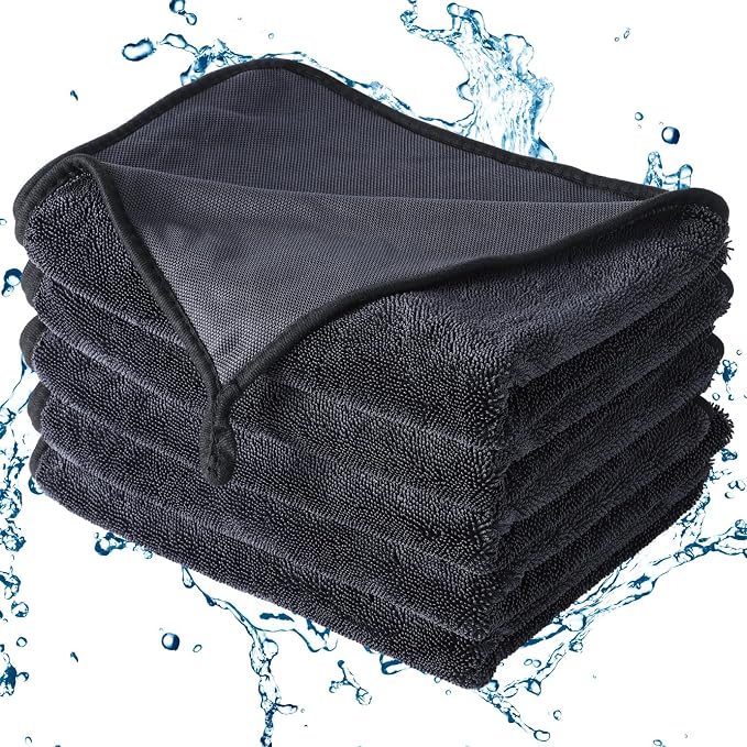 Shiny Wipes Shower Cleaning Cloth - 5 Pack 24 x 36 inch Ultra Absorbent Car Drying Towel, Shiny Wipes Drying Towel Microfiber Cleaning Cloth for Car, Bath & Househood