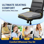 Car Seat Cushion – Memory Foam Pad for Driving Comfort – Boosts Height and Relieves Coccyx & Lower Back Pain – Car, Truck, Office Chair (Leather & 4D Mesh Gray)