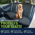 Back Seat Towel Seat Cover for Cars; Great for After Gym Workouts, Dogs, and Outdoor Activities; Universal Fit for Cars SUVs Vans Trucks Rear Seats, EZ fit, Non Slip Grip, Black