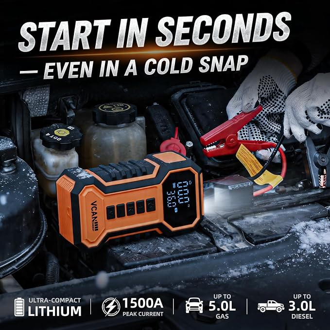 Jump Starter with Air Compressor Car Emergency Kit for Women, Men, Teen | All-in-One Car Safety Kit,First Aid Kit,Snow Brush&Ice Scraper for Winter,Car Emergency Kits for Vehicles,Road Trip Essential