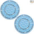 2PCS Bling Crystal Rhinestone Cup Holder Coaster, 2.75 inch Soft Silicone Anti-Slip Shockproof, Car Cup Holder Insert Coasters, Universal Car Interior Accessories for Women (Light Blue & White)