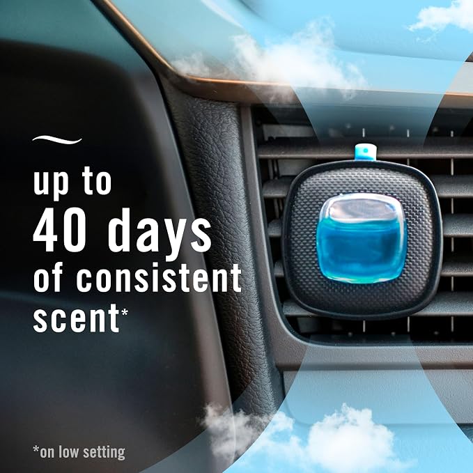 Car Air Freshener, Odor-Fighting Automotive Vent Clip, Scented Car Accessories, Long Lasting for Strong Odors, Linen & Sky Scent, 4 Count