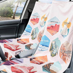 Car Seat Towel Covers with Storage Bag, 63 x 32 Inch Universal Non Slip Waterproof Sweat Protector for Car Truck, Gym Swimming Running, Machine Washable(1 Pack,Multi National Parks)