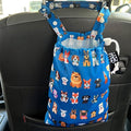 Waterproof Car Trash Bag Reusable Portable Garbage Can with Drawstring Top Adjustable Hanging Strap Leakproof & Washable for Cars SUVs & Trucks (Dog Family)