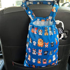 Waterproof Car Trash Bag Reusable Portable Garbage Can with Drawstring Top Adjustable Hanging Strap Leakproof & Washable for Cars SUVs & Trucks (Dog Family)