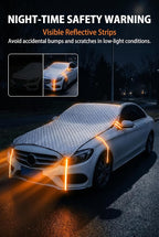 Half Car Cover, Windshield Cover for Ice and Snow, Hail Protector Car Covers, Aluminum Foil Heat Block Sunshade Hood Covers, Universal for Most Cars, SUVs, Trucks (Silver)