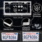 27 PCs Bling Car Accessories Set for Women, Steering Wheel Covers Universal Fit 15 Inch, Bling License Plate Frame, Bling Phone Holder, Bling Car Coasters (Silver Diamond)