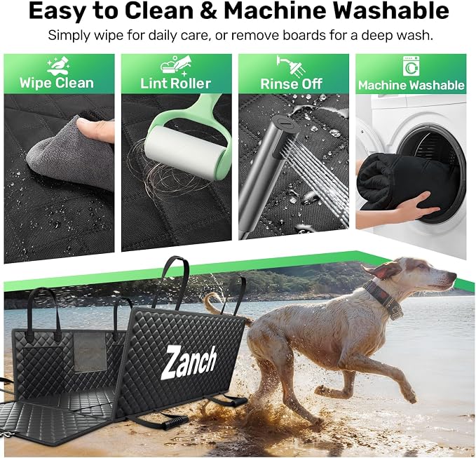 Heavy-Duty Dog Car Seat Cover, Flat Solid Back Seat Extender for Multi Large Dogs, Hard Bottom Supports 450 lb, Waterproof Scratchproof Hammock Protector, Standard for Cars, SUV, Trucks, Matte