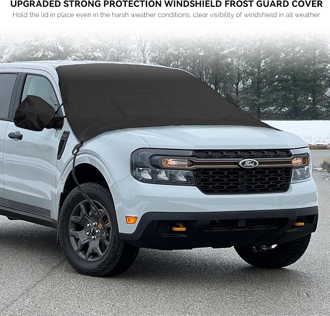 Windshield Snow Cover for Ford Maverick Accessories 2022-2024 2025 2026 Car Snow Cover, Windshield Cover for Ice and Snow, Winter Frost Protector with Rearview Mirrow Covers for Truck