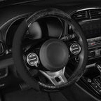 BurlwoodLux Wood Grain and PU Leather Black Steering Wheel Cover - Sport Grip for Car Auto SUV Trucks
