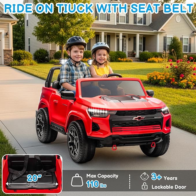 24V Licensed Colorado Electric Car for Kids, Ride on Toys for Toddlers with Remote Control, 2 Seater Electric Car Ride On Vehicle w/Bluetooth, Soft Start, LED Lights - Red