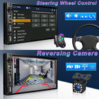 7 inch Double Din Car Stereo with Wireless Apple CarPlay, Android Auto Car Radio, Bluetooth 5.2, IPS 1024 * 600 Touchscreen, Backup Camera, FM Radio,Dual USB/Fast Charging/Subwoofer/Car Play