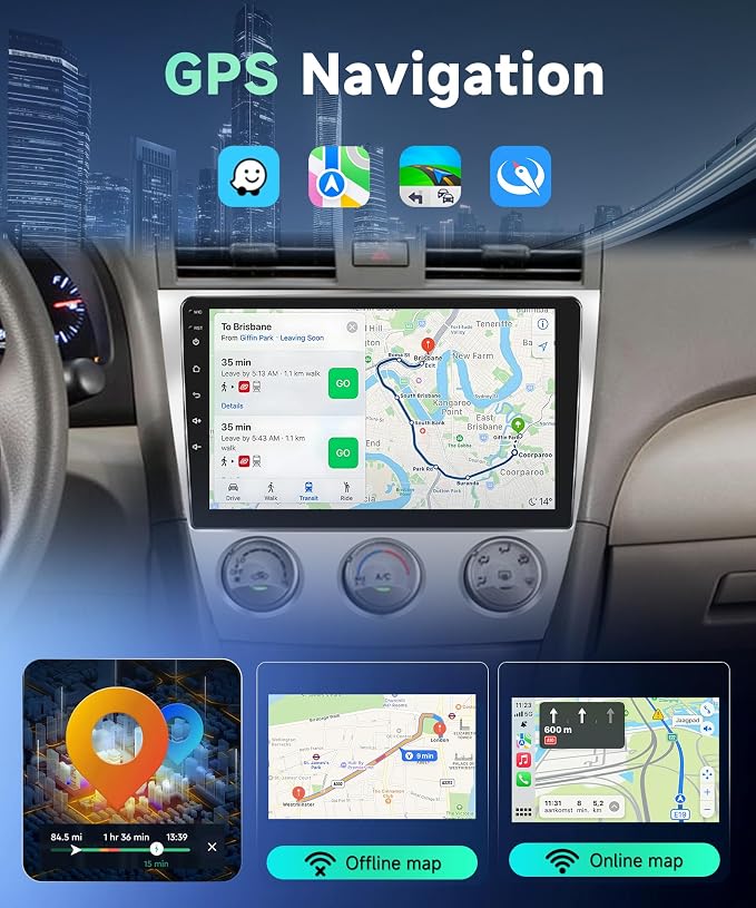[5G WiFi & 1280 * 720] for Toyota Camry 2006-2011 with Manual A/C Car Radio, 10.1” IPS HD Touch Screen,Wireless CarPlay Android Auto Bluetooth GPS FM RDS SWC Backup Camera(2G+64G)