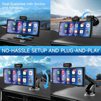 CarPlay Screen for Car Tablet Android Auto Smart Screen for Car, 4K Dash Cam Portable Car Play with 3 Channel Camera,10.26” Wireless Display with FM Radio Stereo Bluetooth 5.2, 32GB TF Card Black