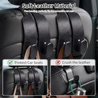 4 Pack Headrest Hooks for Car, Universal Leather Car Seat Back Hooks for Purses and Bags, Durable Car Purse Holder & Backseat Organizer Hanger for Handbags, Grocery Bags, Coats, Accessories, Black