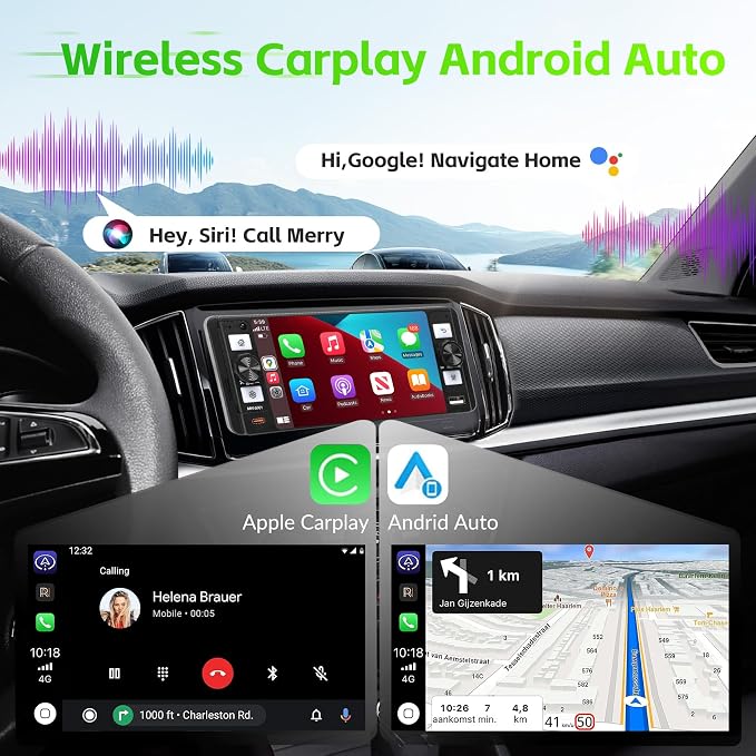 Single Din Radio Car Stereo with Wireless Apple Carplay & Android Auto, 5.7" IPS Touchscreen Car Stereo with Bluetooth 1080P Backup Camera Mirror Link Navigation Type-C Fast Chaging USB FM/AM EQ Mic