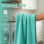 Dual Sided Microfiber Towels (48"x 24") Extra Large Ultra Absorbent Drying Towel for Cars,Trucks; Without Streaks, Scratches, or Water Spots Double-Twist Pile & Edgeless Design (Aqua blue-Gray)