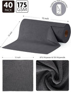 Microfiber Cleaning Cloth Roll -40 Pack, Tear Away Microfiber Towels, 12" x 12", Reusable, Washable, Scratch Free, Ultra Absorbent for All-Around Cleaning Supplies (DimGrey)