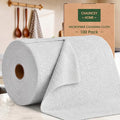 Microfiber Cleaning Cloth Roll - 100 Pack Tear Away Microfiber Paper Towels, Reusable, Washable, Scratch-Free, Kitchen Towels for Car, Home, Kitchen, Glass, Dishes (Light Grey)