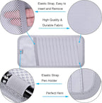 Car CD Case Holder, Vehicle Sun Visor Organizer for Cars with 12 DVD Storage Sleeves, 1 Mesh Pocket, 1 Pen Holder and Elastic Strap, Gray