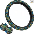 Sea Turtle 3-Pc Car Set : Steering Wheel Cover + 2 Cup Coasters | neoprene Non-Slip, Breathable Elasticity Universal Fit 14.5-15.6 Inch for Cars/Trucks/SUV - Car Interior Decoration