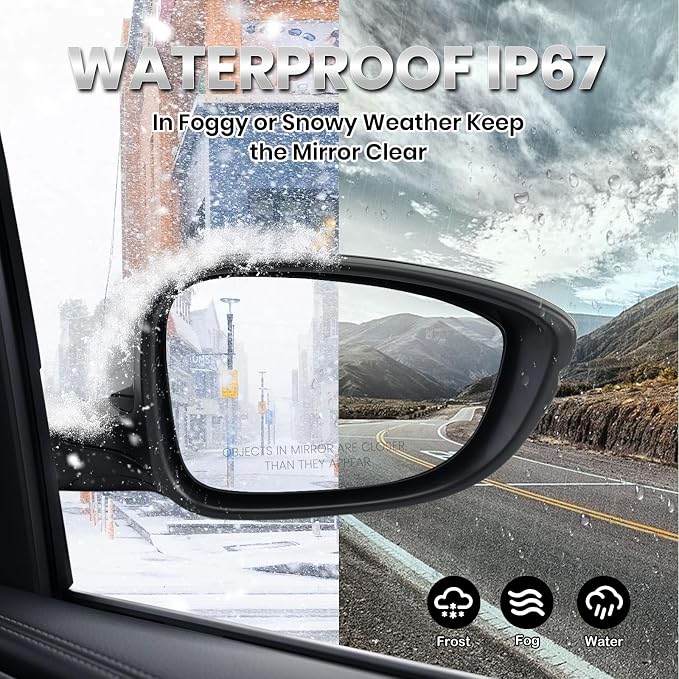 Right Passenger Side Mirror Compatible with 2018-2022 Honda Accord Power Glass | Heated | with Blind Spot | with Turn Signal | Manual Folding Repalces HO1321330 (8Pins-Black)