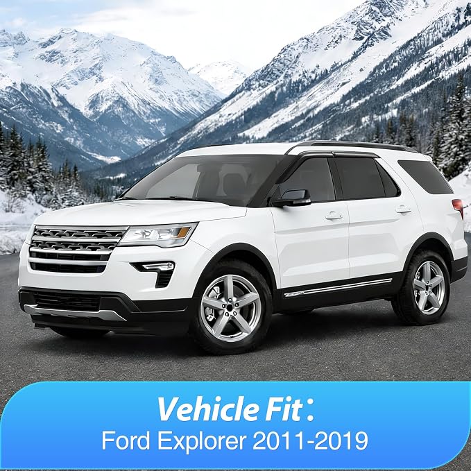 Tape-On Rain Guards for Ford Explorer 2011-2019 4-Door SUV Only, Out-Channel Window Visors Wind Deflectors for Rain Protection & Fresh Air, Not for 2020+ or Sport Trac, 4PCS