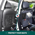 Navy Blue Car Seat Organizer for Kids Backseat Kick Mat with Adjustable Strap Seat Back Covers for SUV Vehicle Cars 2 Pcs