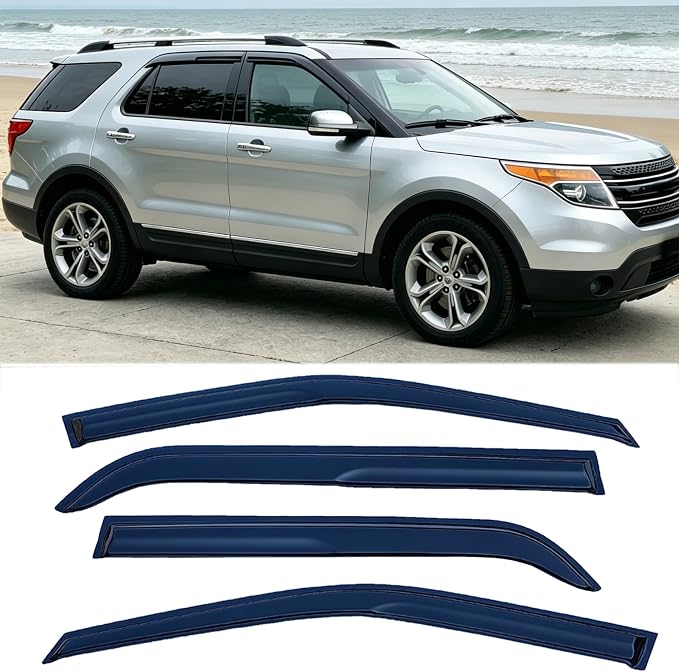 Tape On Window Visors Rain Guards for 2011-2019 Ford Explorer,Window Vent Wind Shades Deflectors Shield for 11-19 Explorer,Car Accessories 94293 4-Pieces Set